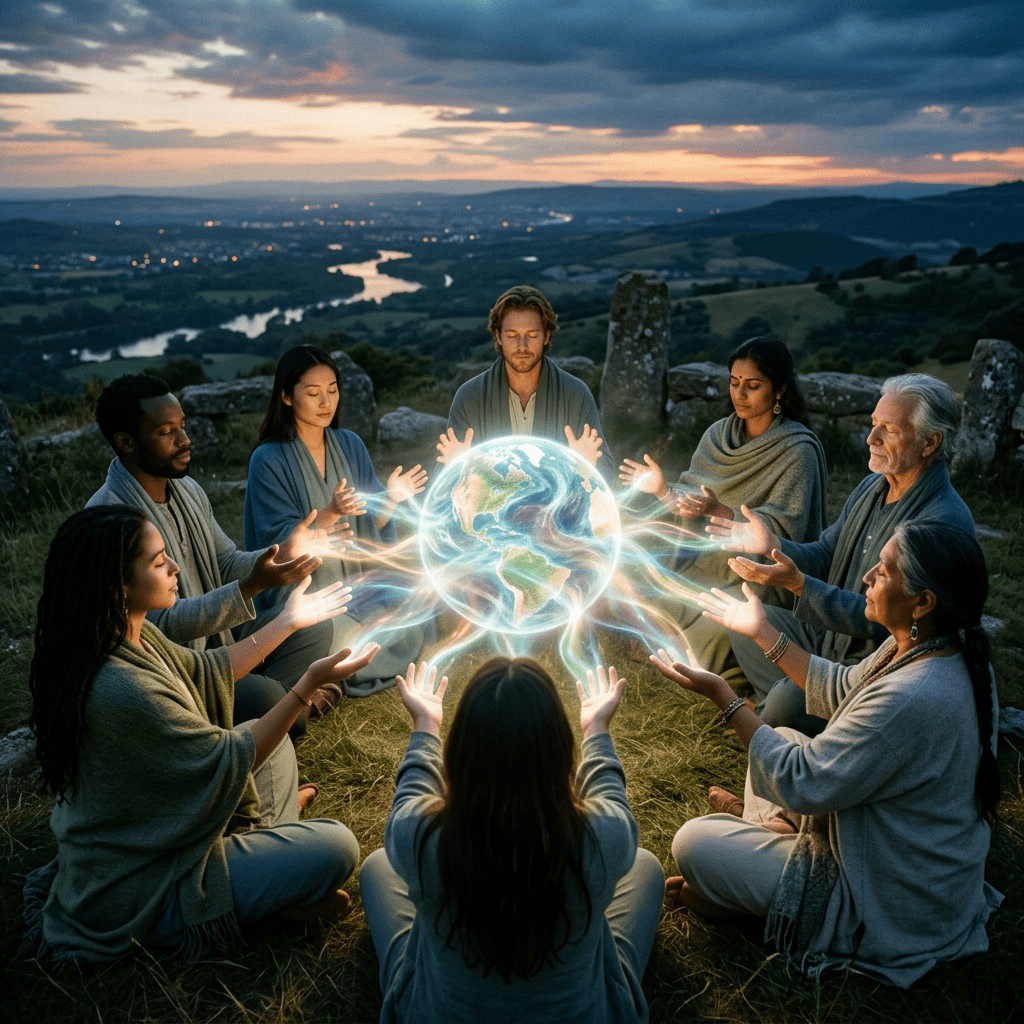 Lightworkers channeling global healing energy